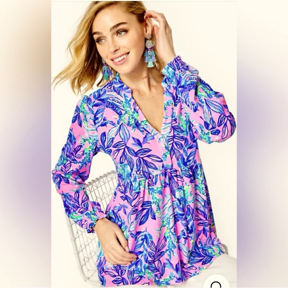 Lilly Pulitzer Tunic Top Womens Large Winona Just a Lil Jelly Knit Resort Preppy